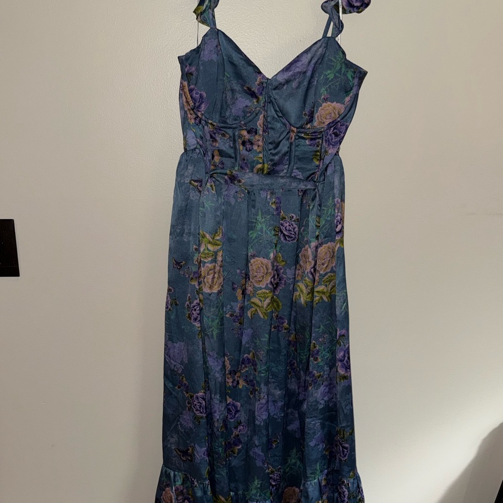 Lulu's Floral Maxi Dress in Blue and Purple